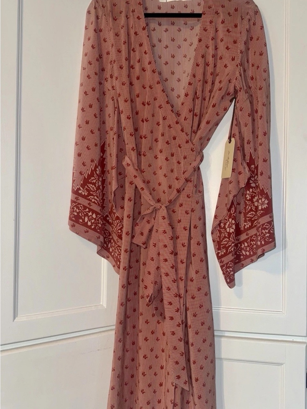 La Boheme Rose Rust Printed Wrap Maxi Dress